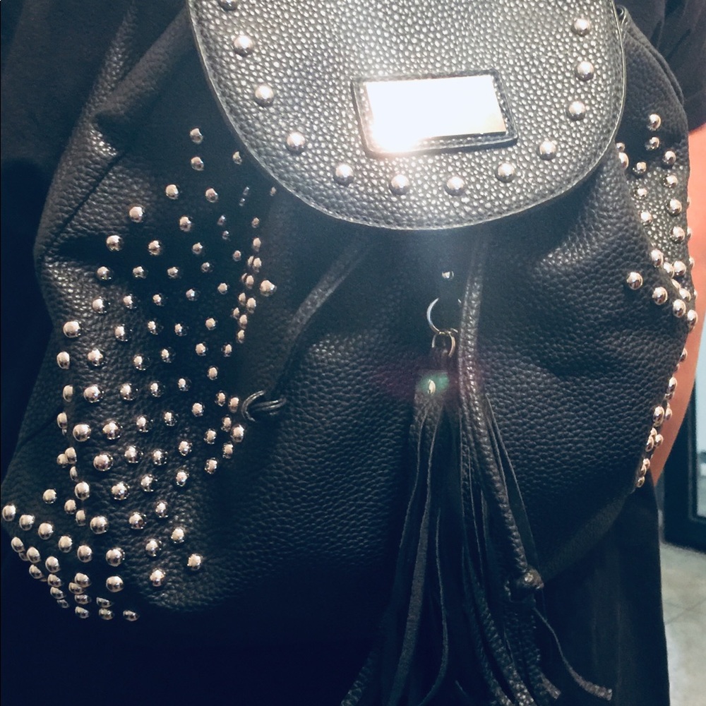 Black  leather studded back pack
